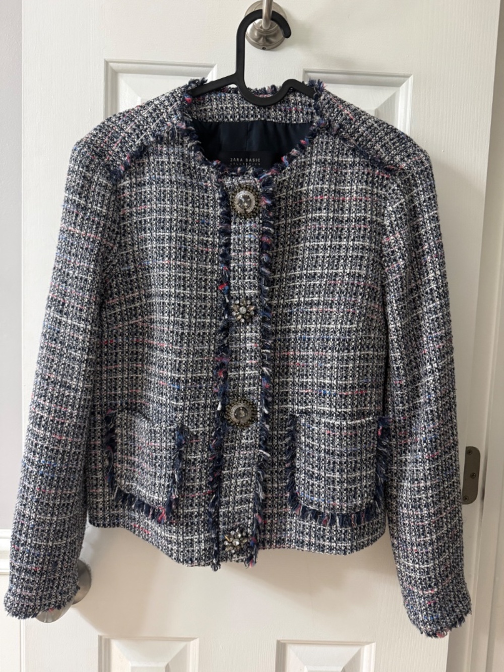 ZARA TEXTURED TWEED JACKET with JEWEL BUTTONS